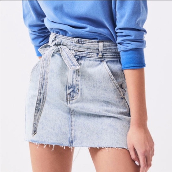 PacSun Dresses & Skirts - Pacsun A-Line Tie Waist Denim Skirt Size 26 Frayed